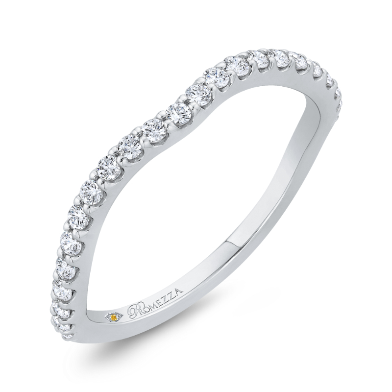 Diamond Counter Wedding Band in 14K White Gold