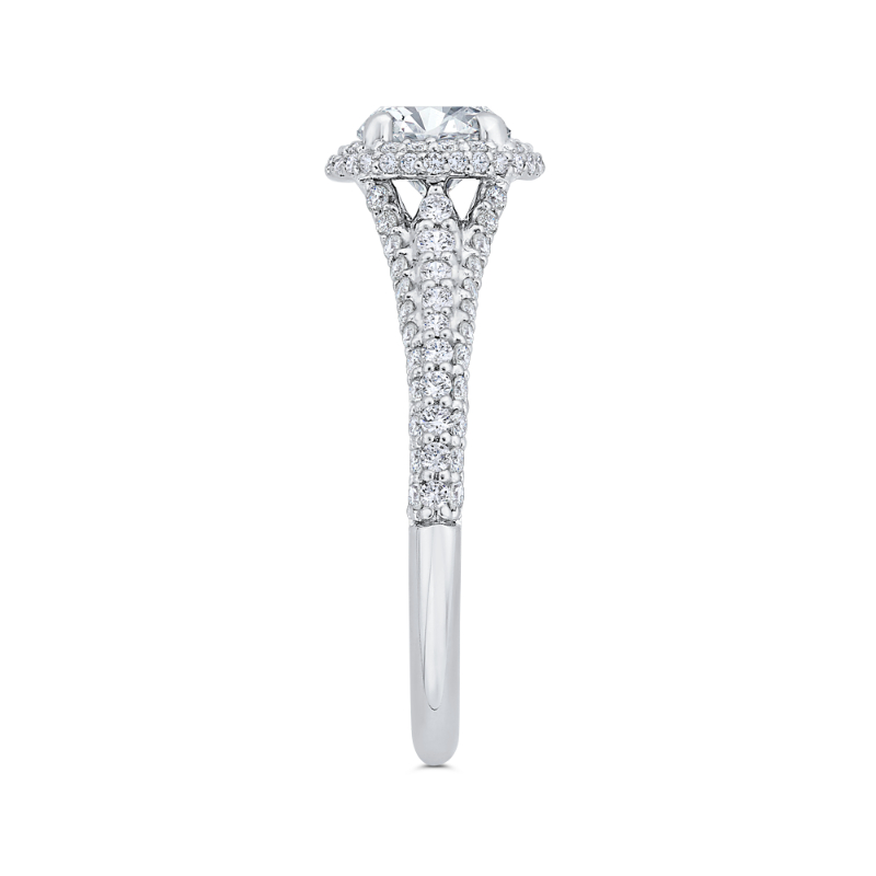 Diamond Halo Engagement Ring in 14K White Gold