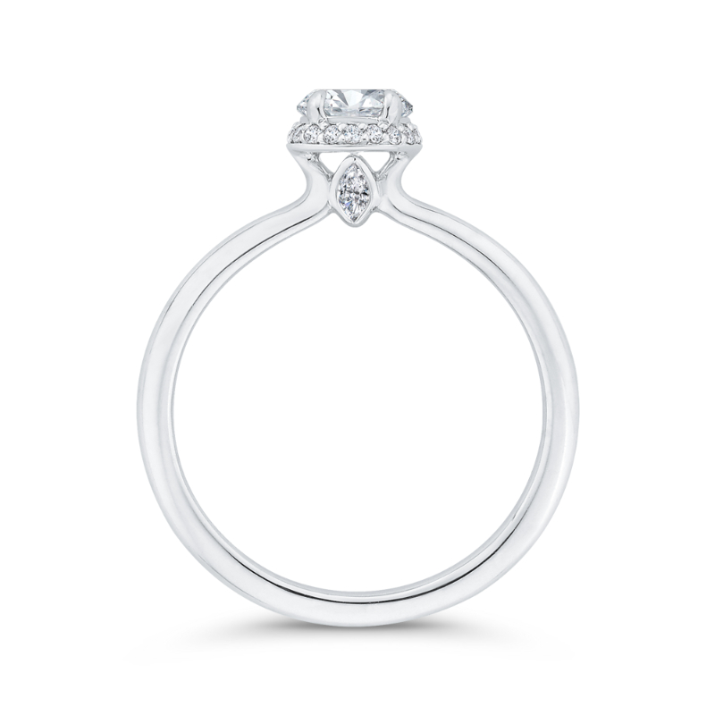 Diamond Halo Engagement Ring in 14K White Gold