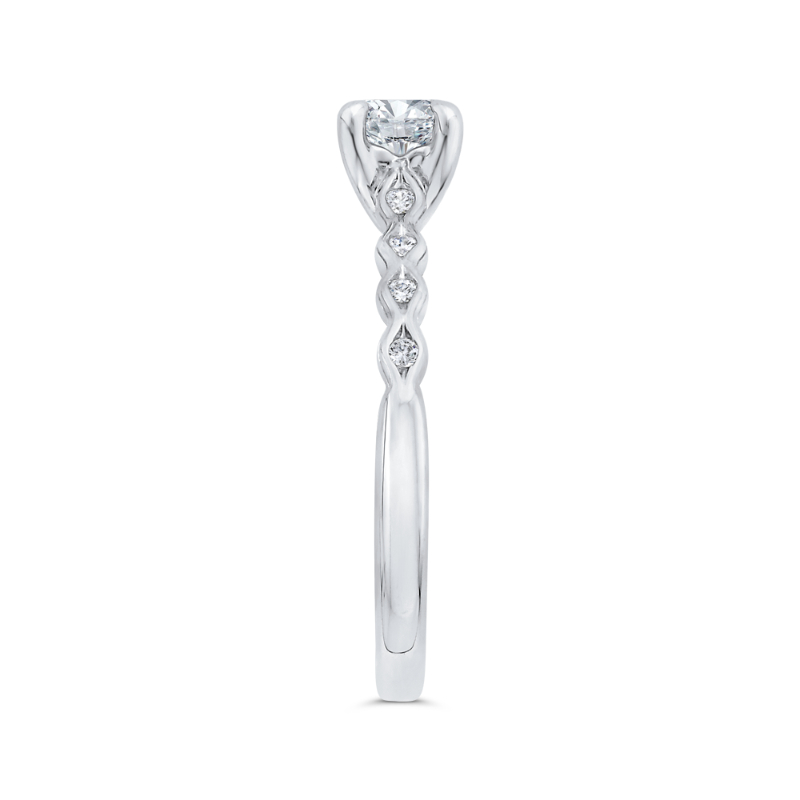 Diamond Solitaire with Accents Engagement Ring in 14K White Gold
