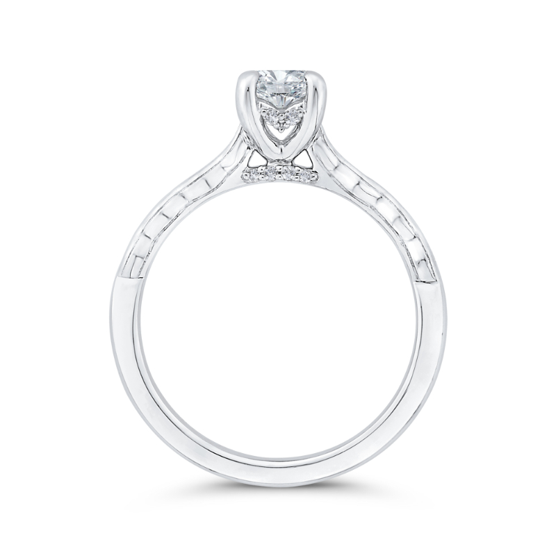 Diamond Solitaire with Accents Engagement Ring in 14K White Gold