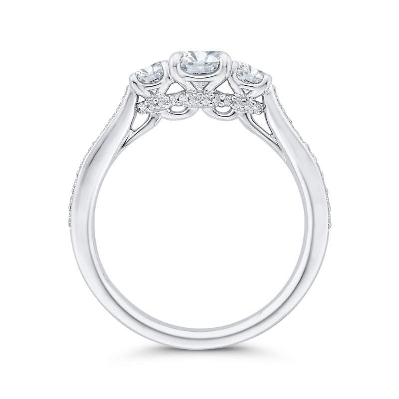 Diamond Three-Stone Plus Engagement Ring in 14K White Gold