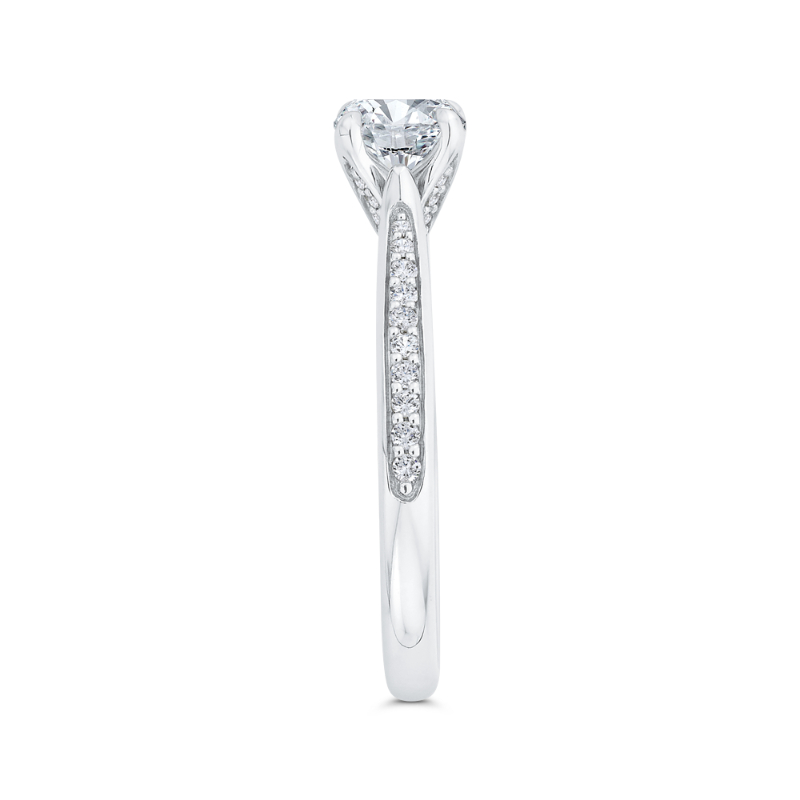 Round Diamond Solitaire Plus Engagement Ring in 14K White Gold