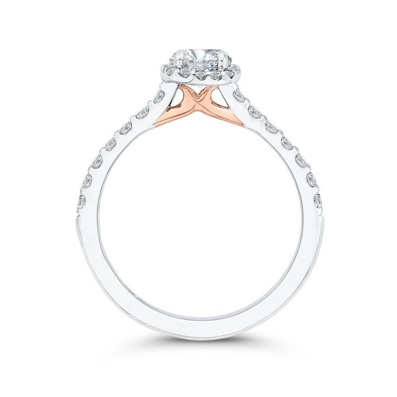 Diamond Halo Engagement Ring in 14K Two Tone Gold