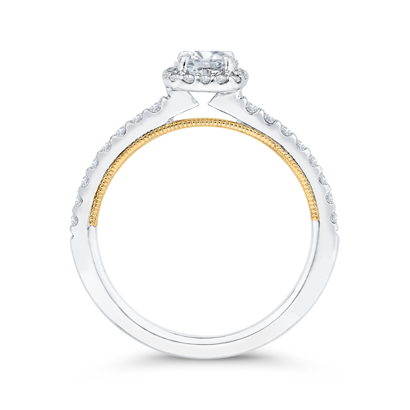 Diamond Halo Engagement Ring in 14K Two Tone Gold