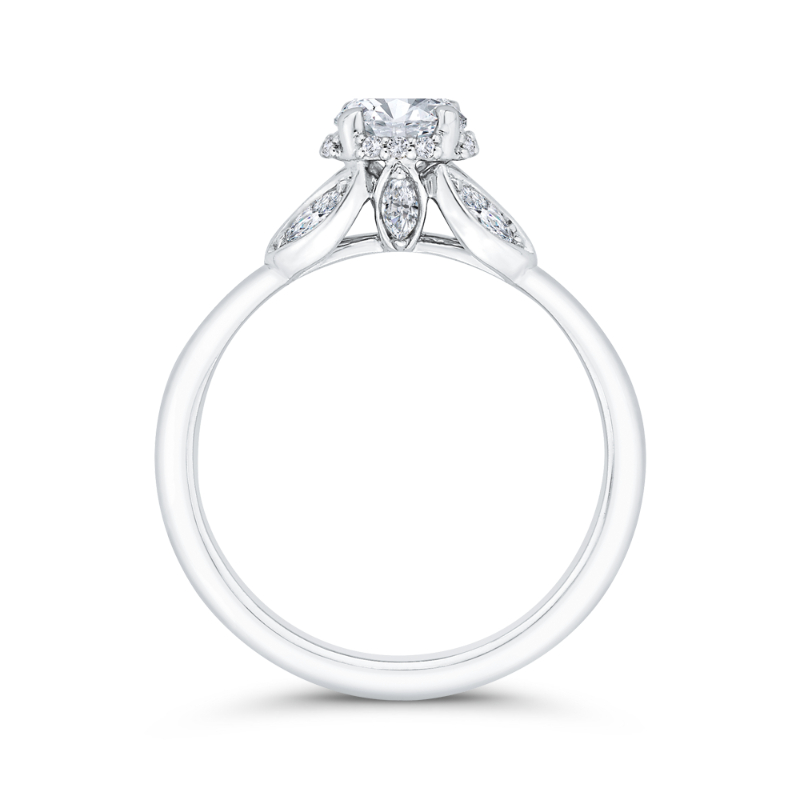 Round Diamond Solitaire Plus Engagement Ring in 14K White Gold