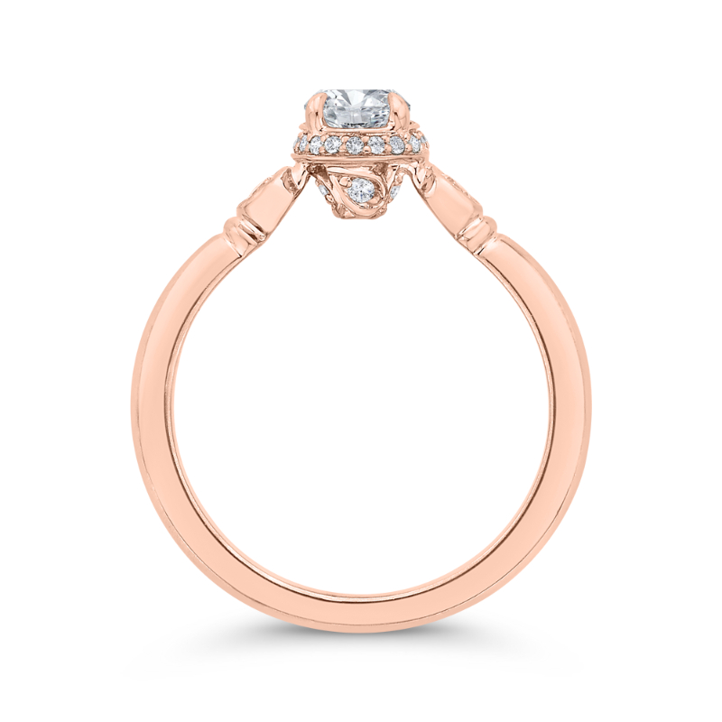 Three Stone Plus Round Diamond Engagement Ring in 14K Rose Gold