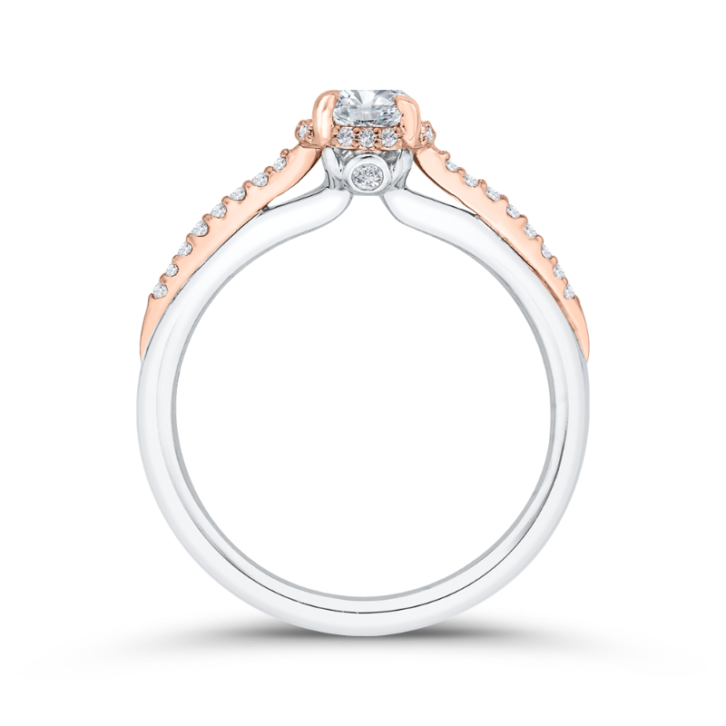 Diamond Halo Engagement Ring in 14K Two Tone Gold