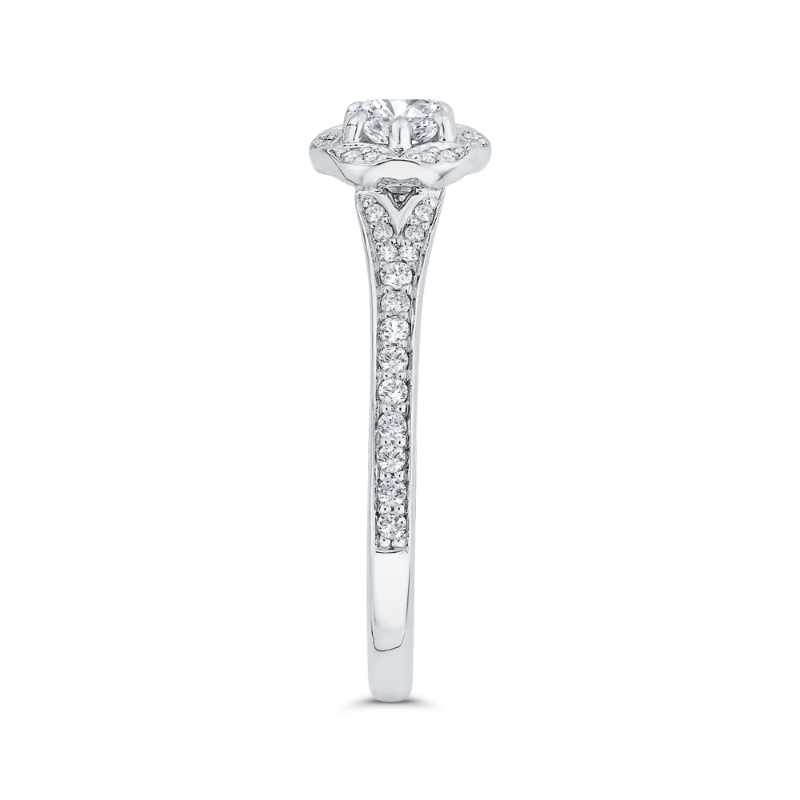 Diamond Halo Engagement Ring in 14K White Gold