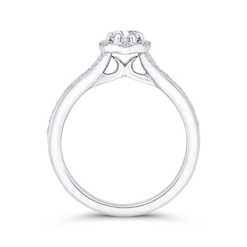Diamond Halo Engagement Ring in 14K White Gold