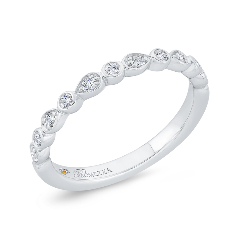 Bezel Set Diamond Wedding Band in 14K White Gold