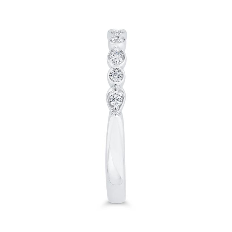 Bezel Set Diamond Wedding Band in 14K White Gold