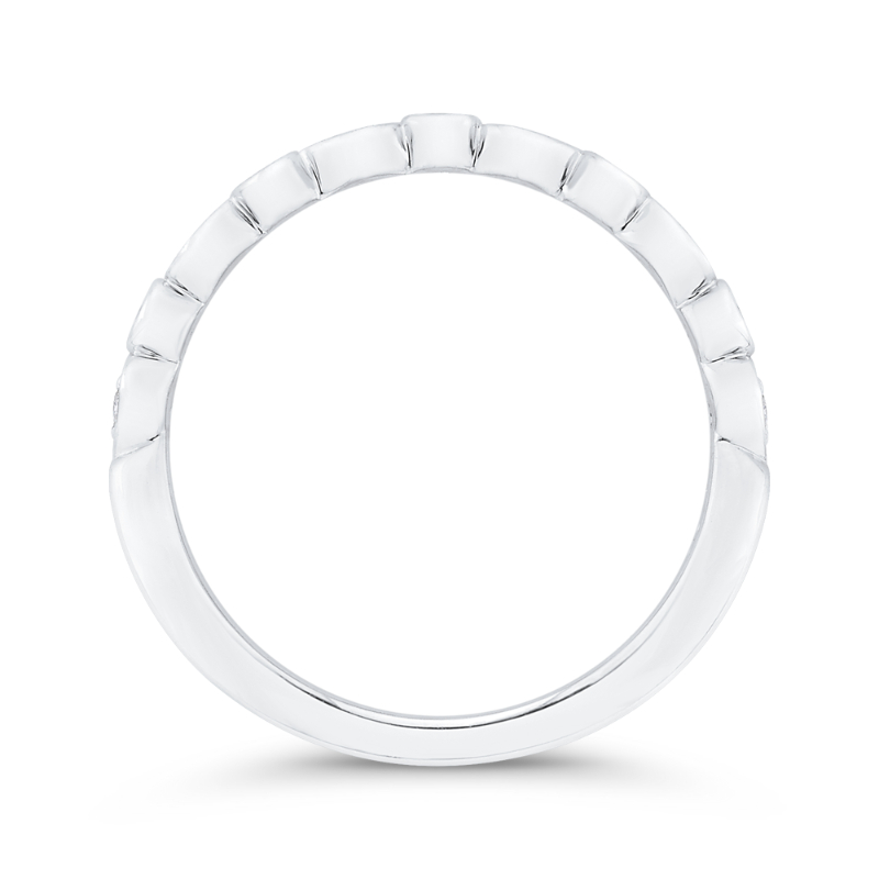 Bezel Set Diamond Wedding Band in 14K White Gold