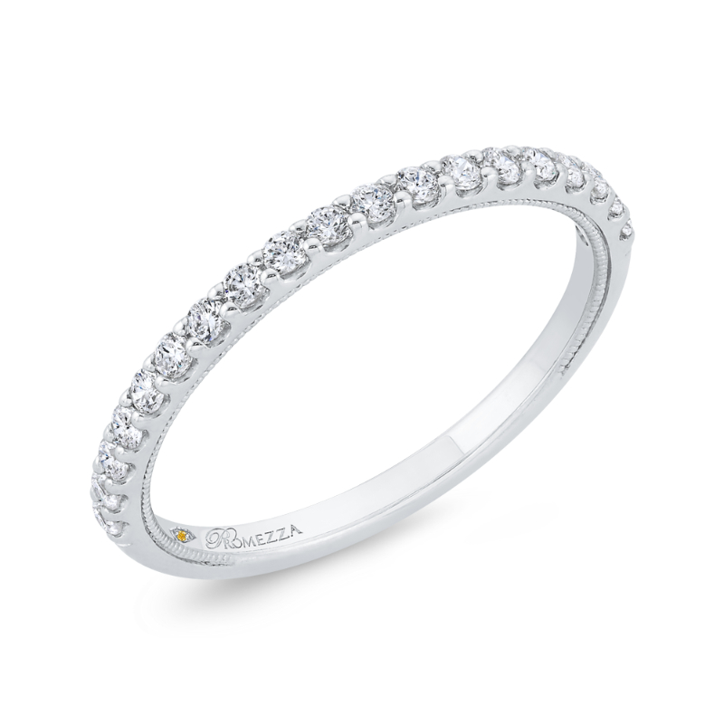 Round Diamond Wedding Band in 14K Two Tone Gold