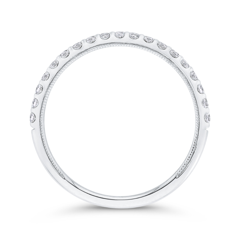 Round Diamond Wedding Band in 14K Two Tone Gold