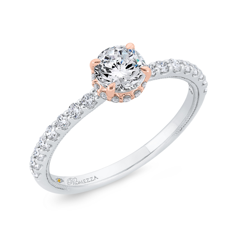 Diamond Halo Engagement Ring in 14K Two Tone Gold