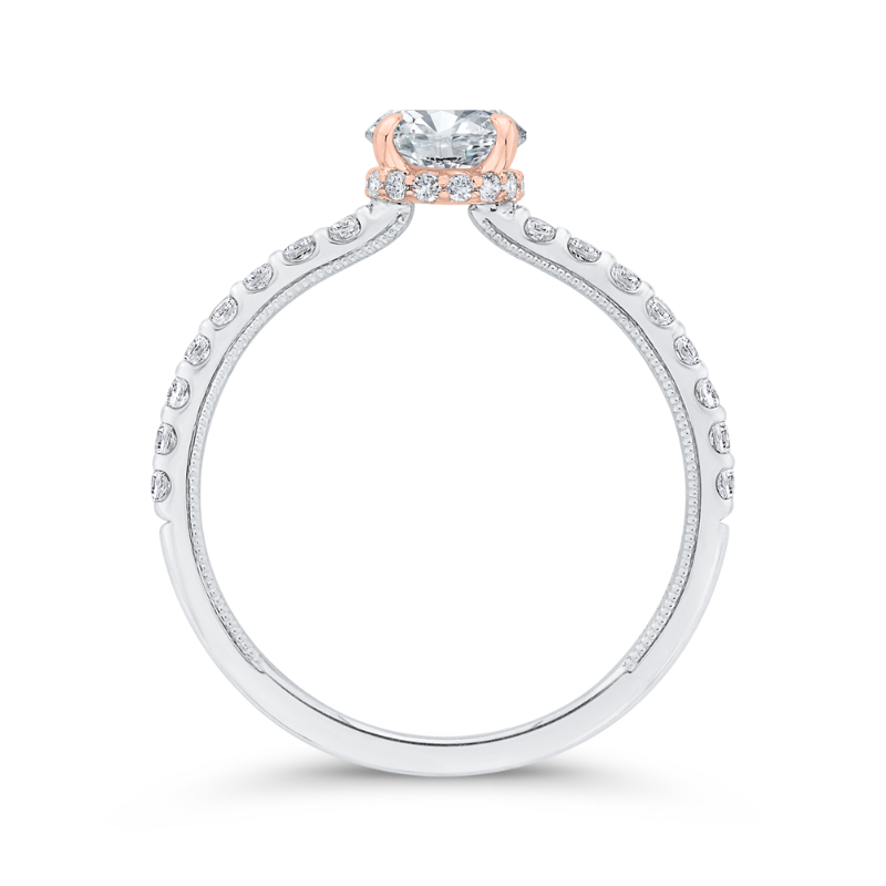 Diamond Halo Engagement Ring in 14K Two Tone Gold