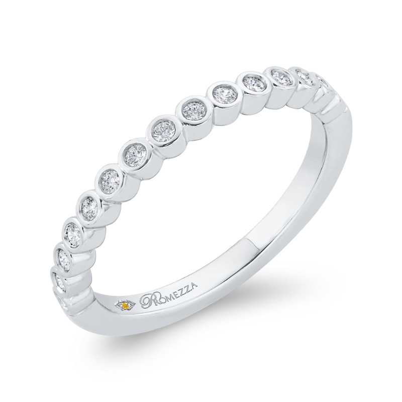 Bezel Set Diamond Wedding Band in 14K White Gold