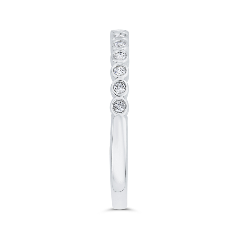 Bezel Set Diamond Wedding Band in 14K White Gold