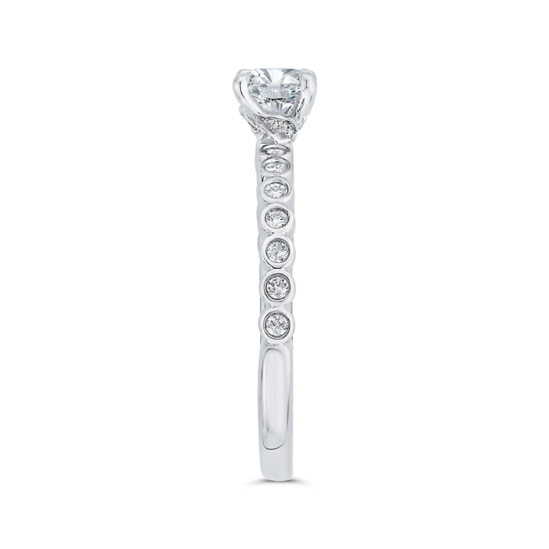 Bezel Set Round Diamond Engagement Ring in 14K White Gold