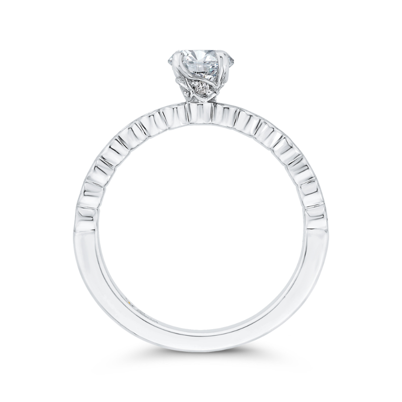 Bezel Set Round Diamond Engagement Ring in 14K White Gold
