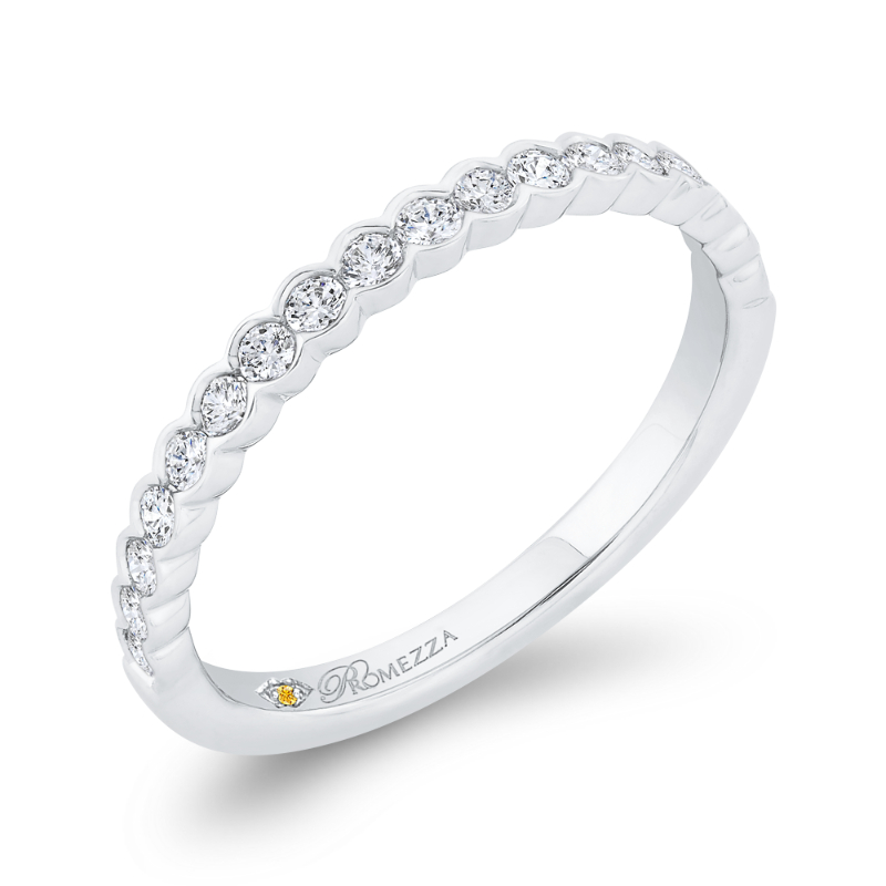 Bezel Set Diamond Wedding Band in 14K White Gold