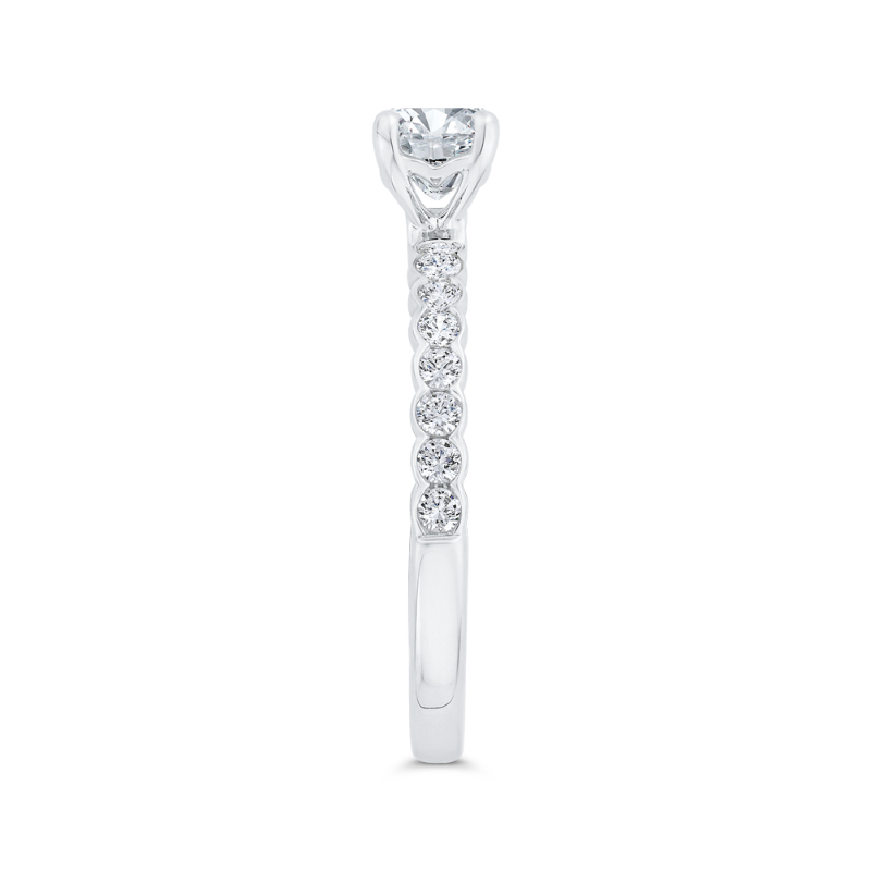 Bezel Set Round Diamond Solitaire Plus Engagement Ring in 14K White Gold