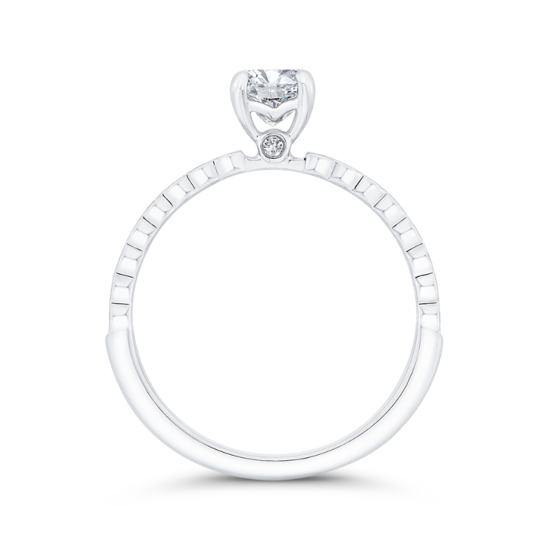 Bezel Set Round Diamond Solitaire Plus Engagement Ring in 14K White Gold