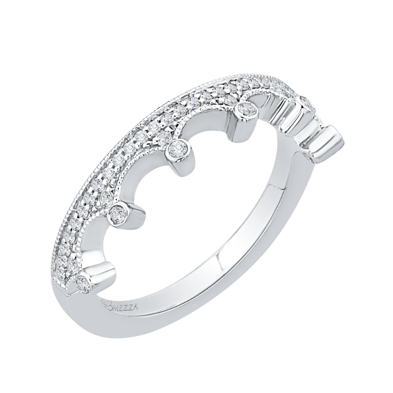 Round Diamond Half-Eternity Wedding Band in 14K White Gold