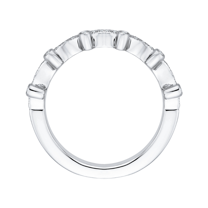 Round Diamond Half-Eternity Wedding Band in 14K White Gold