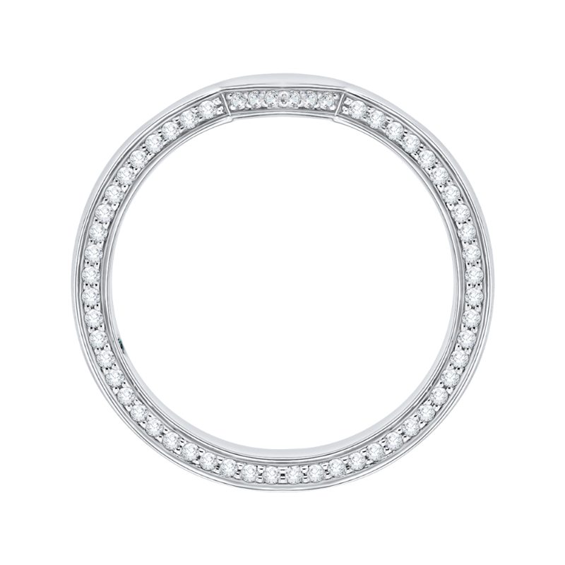 Round Diamond V Shape Wedding Band in 14K White Gold