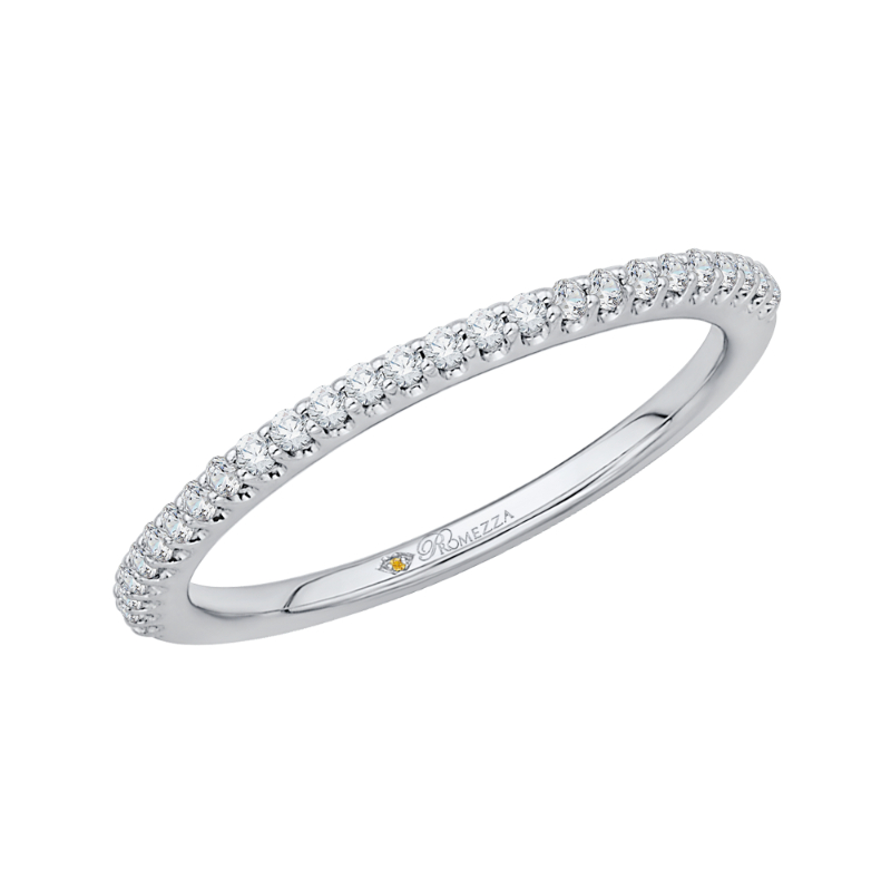 Round Diamond Half-Eternity Wedding Band in 14K White Gold