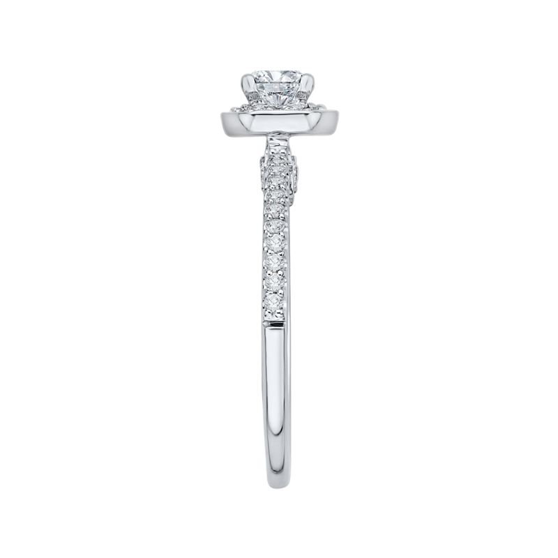 Emerald Cut Diamond Halo Engagement Ring in 14K White Gold