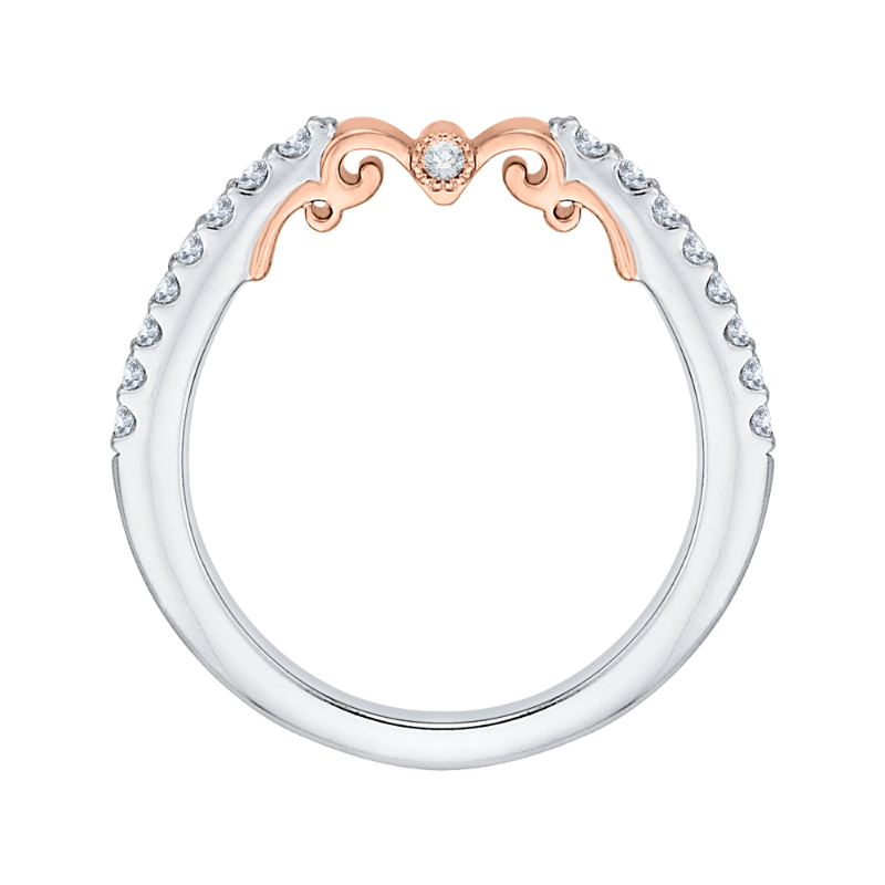 Round Diamond Wedding Band in 14K Two Tone Gold