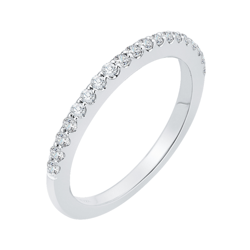 Round Diamond Half-Eternity Wedding Band in 14K White Gold