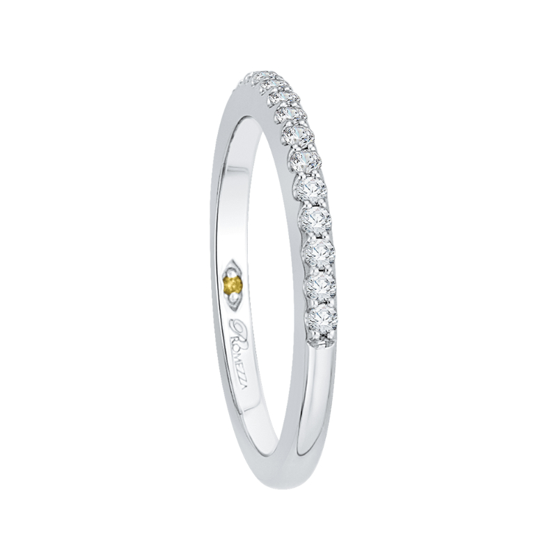 Round Diamond Half-Eternity Wedding Band in 14K White Gold