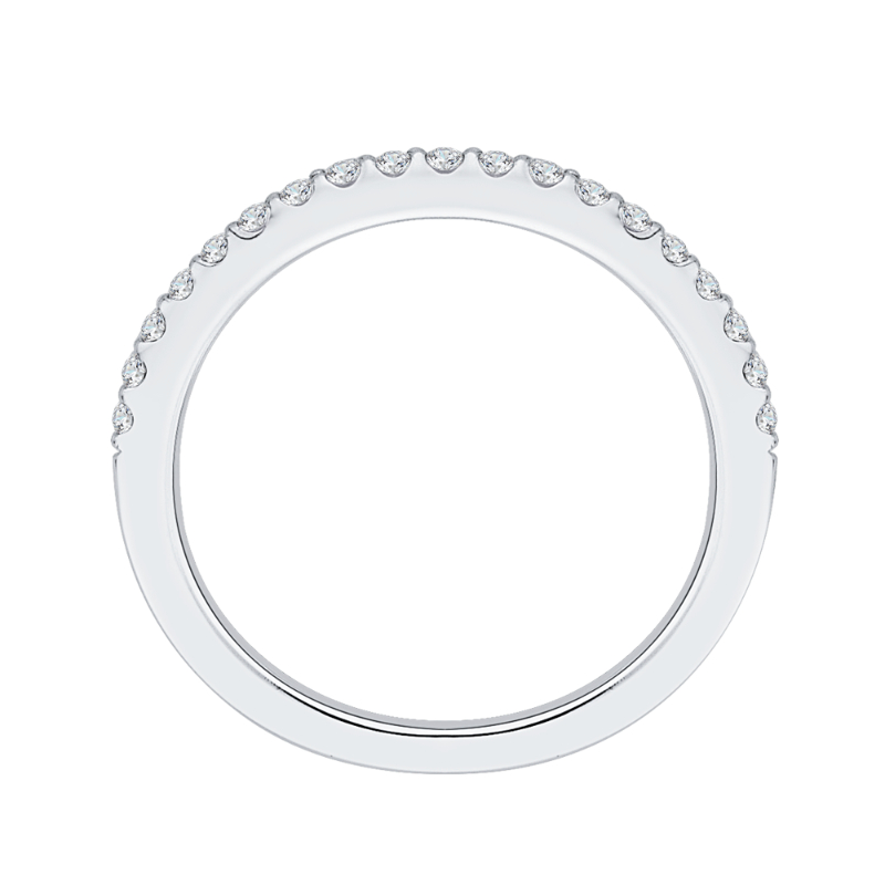Round Diamond Half-Eternity Wedding Band in 14K White Gold