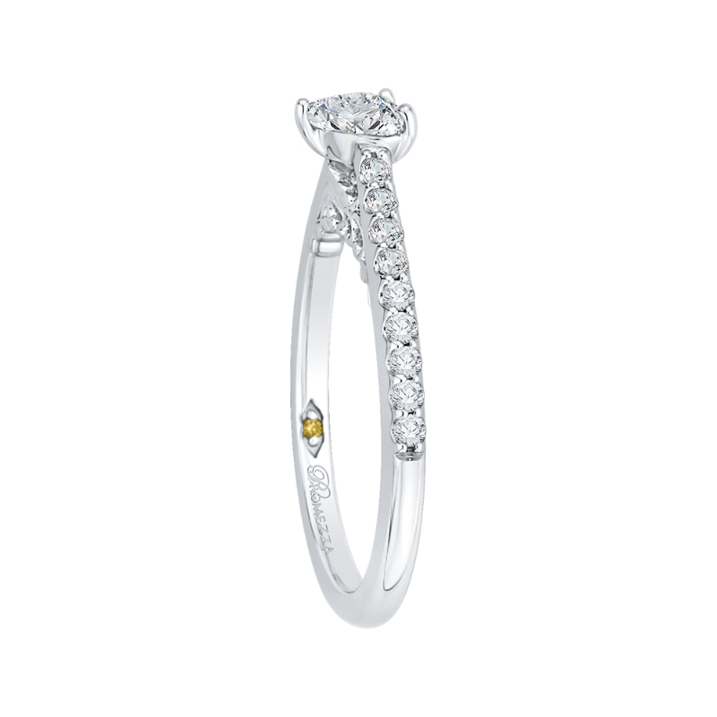 Heart Diamond Vintage Engagement Ring in 14K White Gold