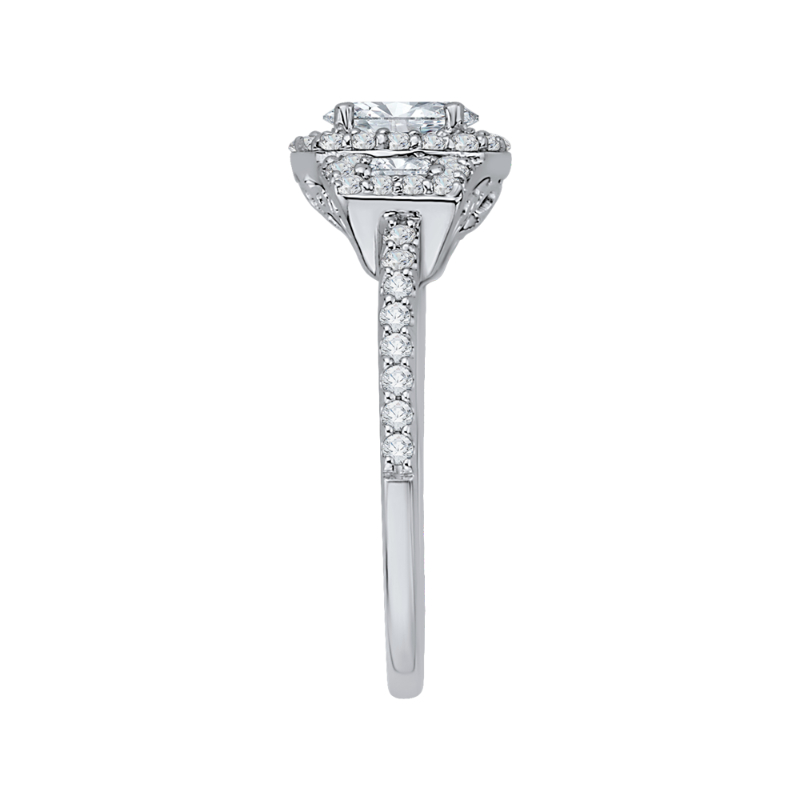 Oval Cut Diamond Halo Engagement Ring in 14K White Gold