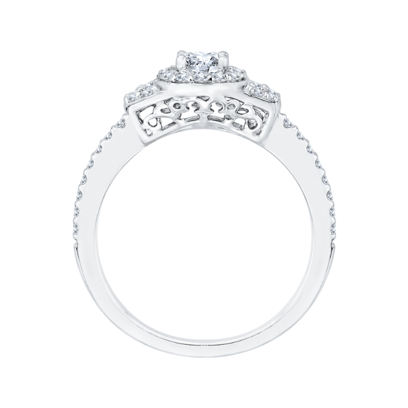 Oval Cut Diamond Halo Engagement Ring in 14K White Gold