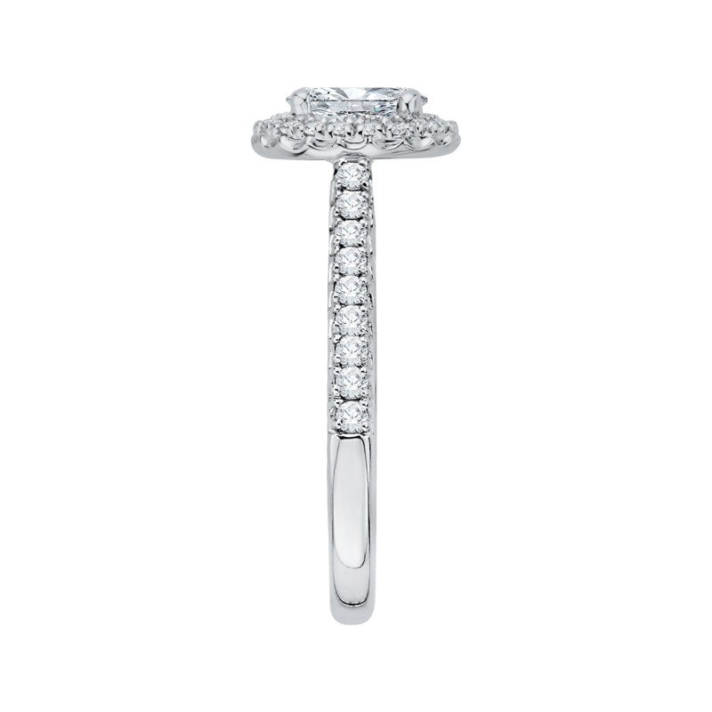 Oval Cut Diamond Halo Engagement Ring in 14K White Gold