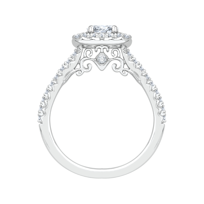 Oval Cut Diamond Halo Engagement Ring in 14K White Gold