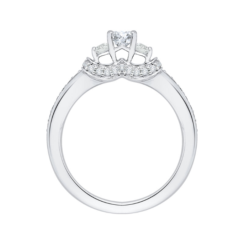 Oval Cut Diamond Three-Stone Engagement Ring in 14K White Gold