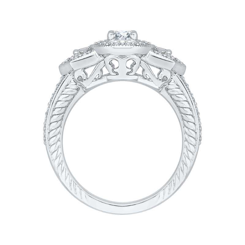Oval Cut Diamond Halo Engagement Ring in 14K White Gold