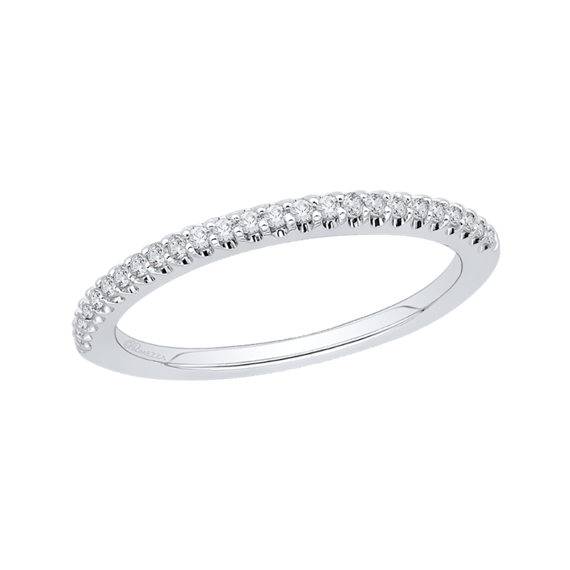 Round Diamond Half-Eternity Wedding Band in 14K White Gold