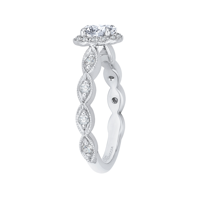 Oval Cut Diamond Halo Engagement Ring in 14K White Gold