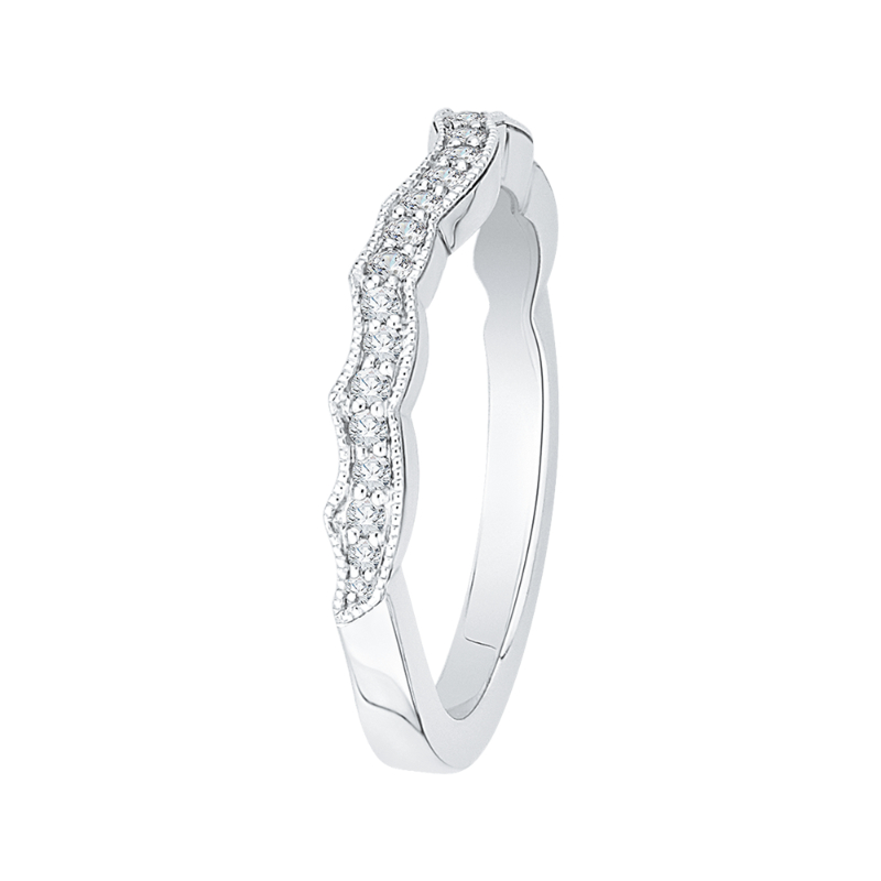 Round Diamond Half-Eternity Wedding Band in 14K White Gold