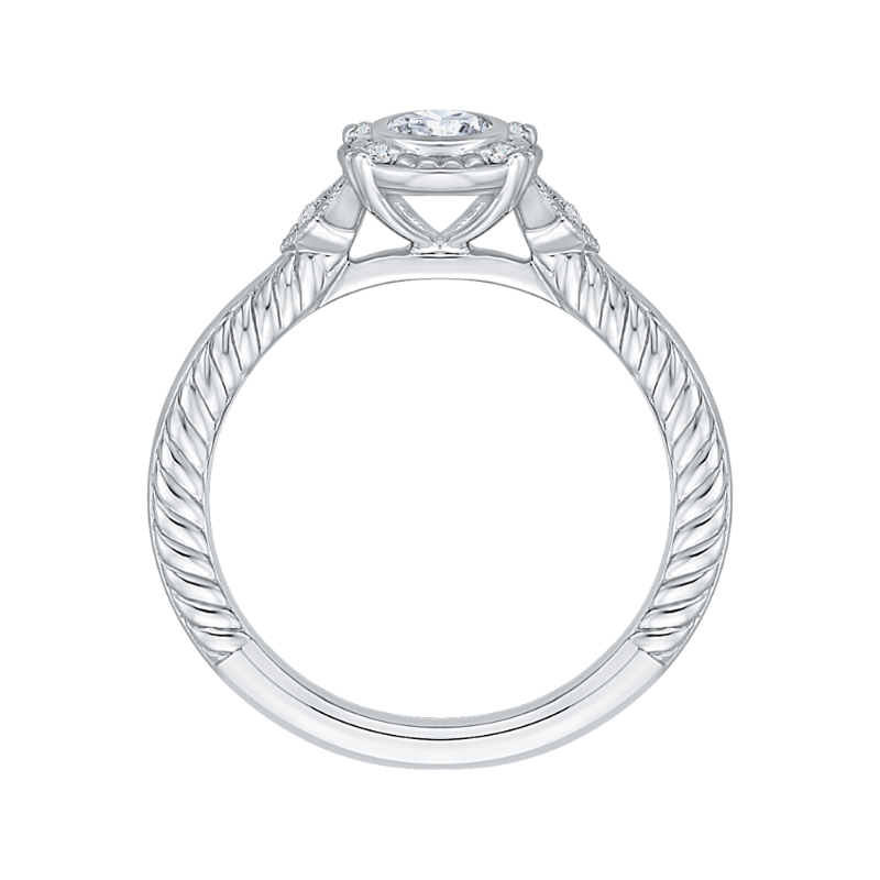 Oval Cut Diamond Engagement Ring in 14K White Gold
