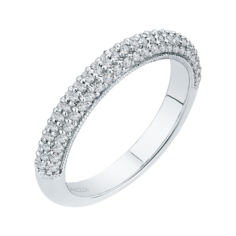 Round Diamond Half-Eternity Wedding Band in 14K White Gold