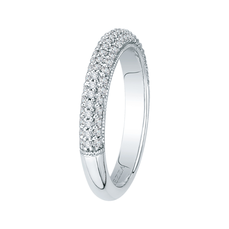 Round Diamond Half-Eternity Wedding Band in 14K White Gold